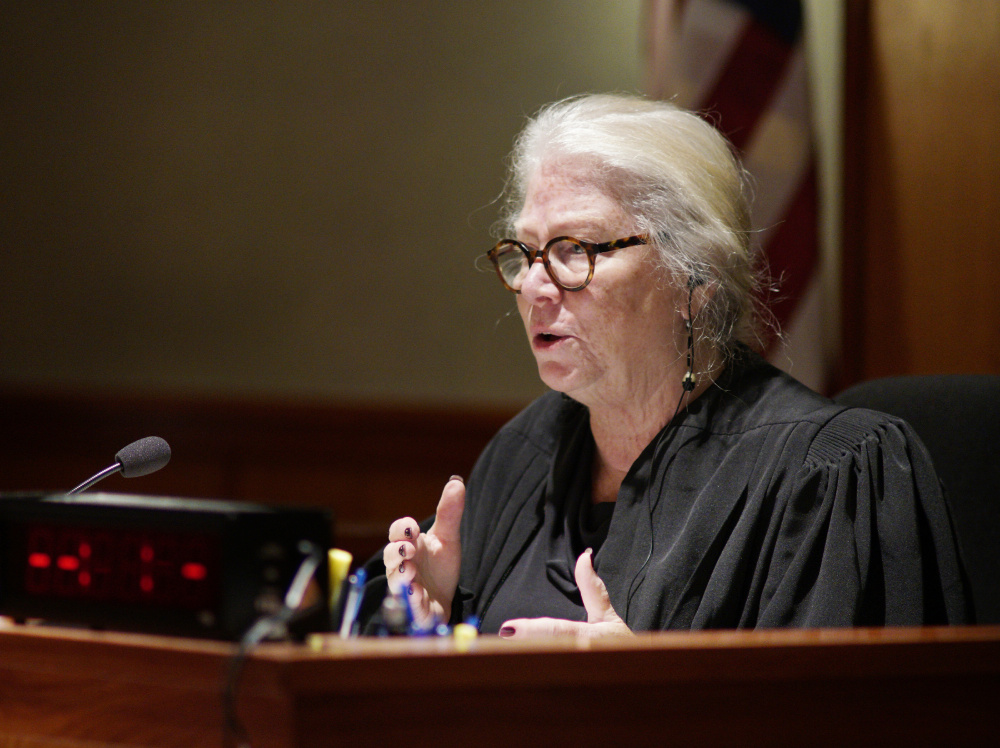 Justice Joyce Wheeler presides over Anthony H. Sanborn Jr.'s post-conviction review. 