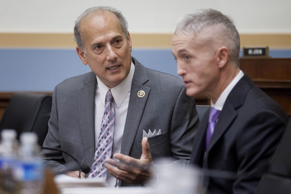 U.S. Rep. Tom Marino, R-Pa., left, sponsored the law that weakened the DEA's enforcement abilities. Seen with Rep. Trey Gowdy, R-S.C., in 2015, Marino is nominated to be the nation's drug czar. Must credit: