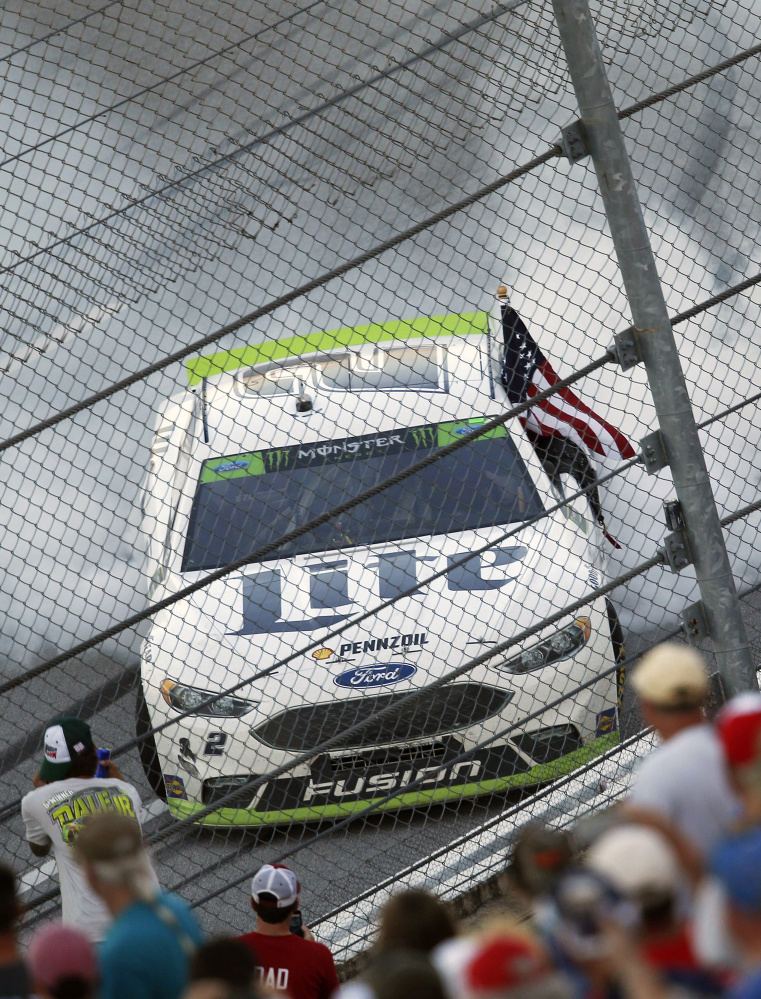 Brad Keselowski celebrates after his victory Sunday at Talladega Superspeedway. Keselowski joined Martin Truex Jr. as an automatic qualifier for the third playoff round.