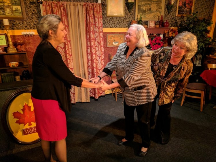 From left, Jaymie Chamberlin, Leslie Chadbourne and Gretchen G. Wood appear in "Falling Leaves."