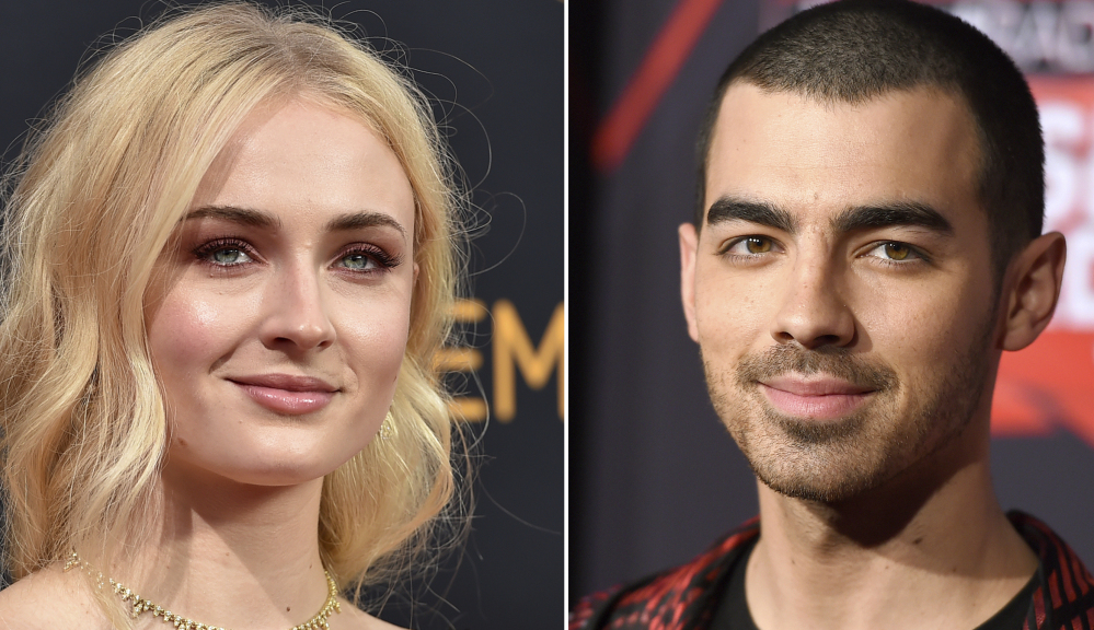 This combination photo shows Sophie Turner and musician Joe Jonas.Turner and Jonas are engaged.