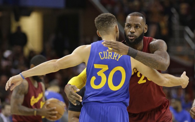 Cleveland's LeBron James, right, and Golden State's Stephen Curry could be meeting in the NBA finals for the fourth straight year next spring. The Warriors and Cavs are just two of a few teams with a legitimate shot at the title.