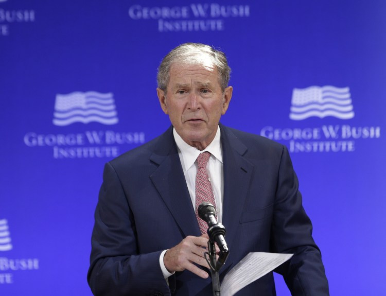 Former President George W. Bush speaks in 2017 at a forum sponsored by the George W. Bush Institute in New York. 