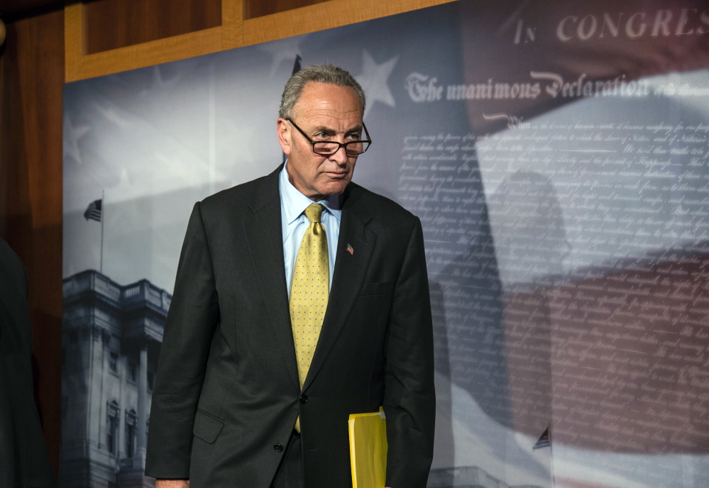 Democratic Sen. Chuck Schumer of New York, the minority leader, is among those blamed, in a new Republican ad, for increasing health insurance costs.