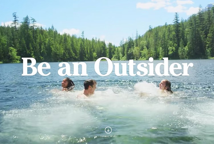 A screen image from L.L. Bean's "Be an Outsider" advertising campaign.