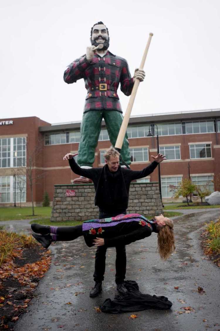 Is Ted Outerbridge levitating his wife and partner Marion Outerbridge? You can find out for yourself at Husson University’s Gracie Theatre tonight. Photo courtesy of Husson University