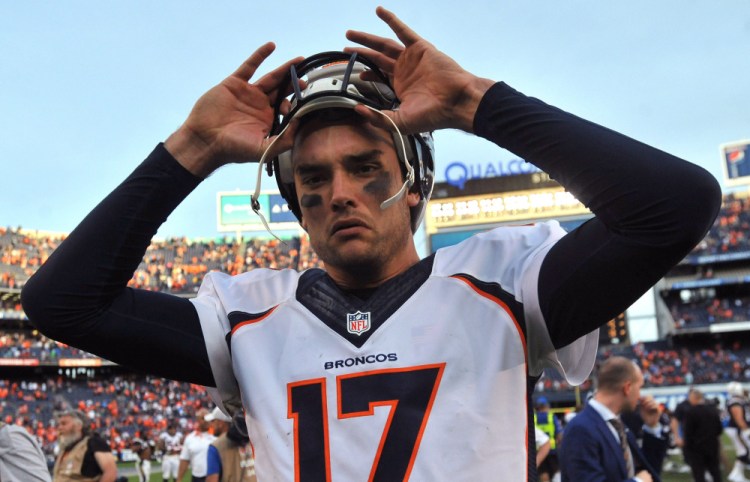 Brock Osweiler had a rough night for the slumping Broncos on Sunday against New England, but he's still Denver's starter.