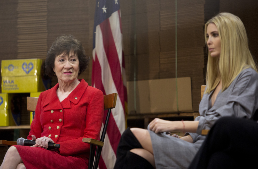 Susan Collins, left, who made a joint appearance in Biddeford on Friday with Ivanka Trump, has a lot of power to stop a bad bill. The senator should use her clout to stand in the way of the Republican tax reform plans, which would further disadvantage people who are already struggling.