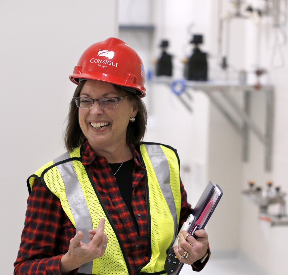 Betsy Williams, vice president of manufacturing operations at ImmuCell, gives a tour of the company's new facility in the Riverside area of Portland recently.