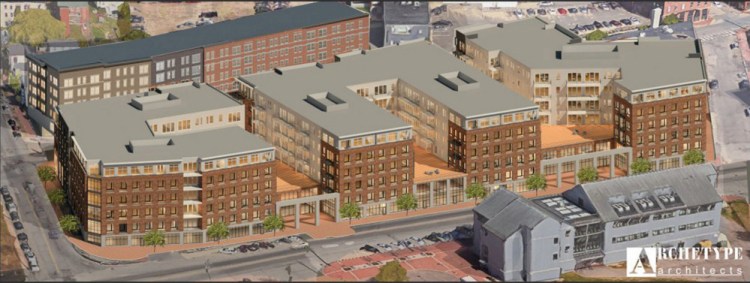 Developers are proposing to build nearly 300 condominium units on the 2.5-acre site at 383 Commercial St., where Rufus Deering Lumber Co. used to operate.