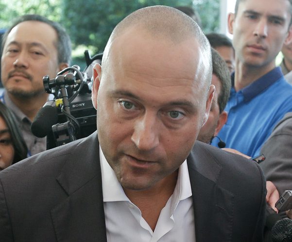 Former Yankee Derek Jeter, now CEO and part owner of the Miami Marlins, says Miami has 'some financial things we have to get in order' and that the team is listening to offers for slugger Giancarlo Stanton.
