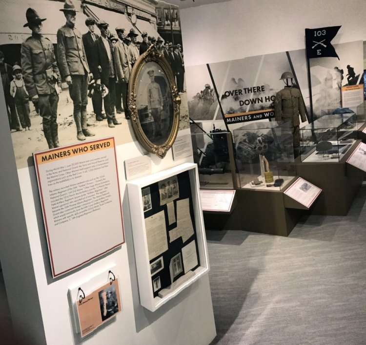 An overall view of the "Over There and Down Home: Mainers and World War I" exhibit in November 2017 at the Maine State Museum in Augusta.