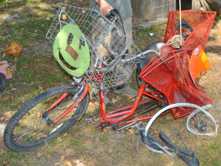 This mangled tricycle was struck by a vehicle on Zion Hill Road in Chesterville in September.