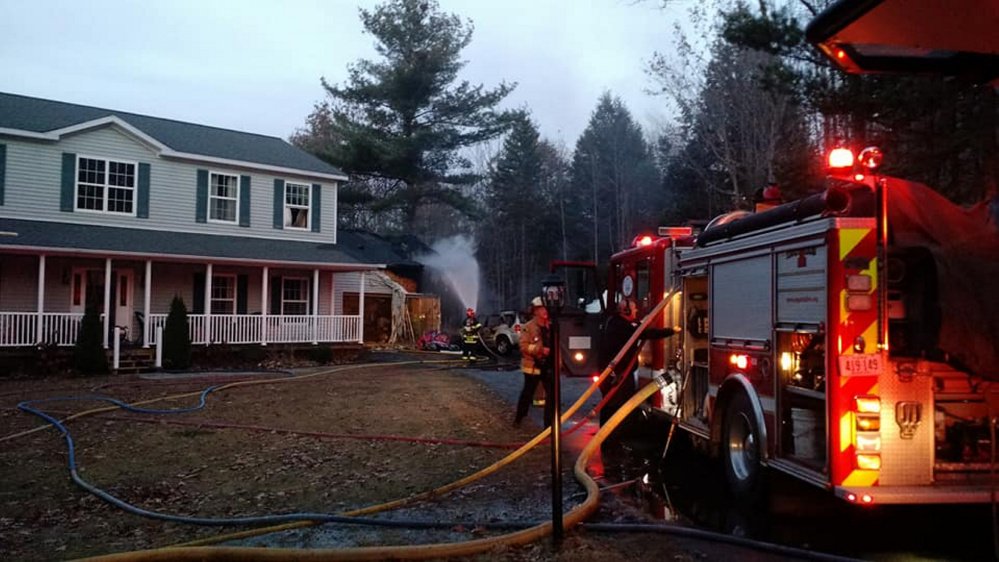 Firefighters responded to 66 Red Maple Lane in Augusta Tuesday to battle a garage fire.