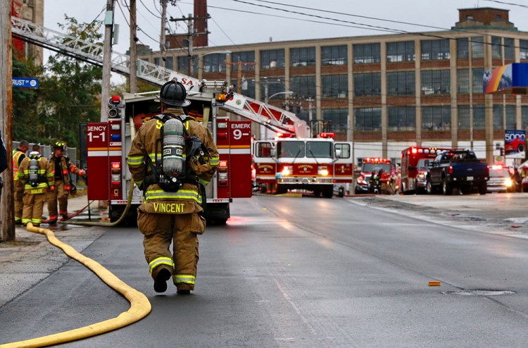 The Sanford Fire Department responded in force to the fire at the Stenton Trust mill Thursday morning.