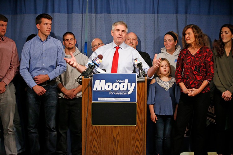 Republican Shawn Moody announces his decision to run for governor at his business headquarters in Gorham Tuesday afternoon..