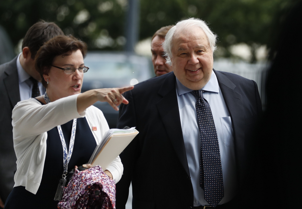 Russian Ambassador to the U.S. Sergey Kislyak, right, arrives at the State Department on July 17. Court documents filed Friday show that Michael Flynn did not operate independently in his contacts with Kislyak.