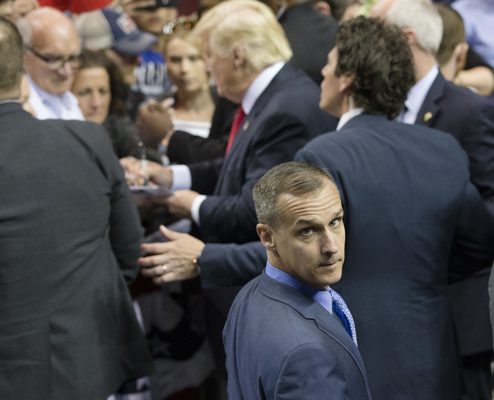"Let Trump Be Trump" is co-written by Corey Lewandowski, above, who was fired as Donald Trump's campaign manager, and David Bossie, left, another top aide. The book is scheduled for release Tuesday.
.