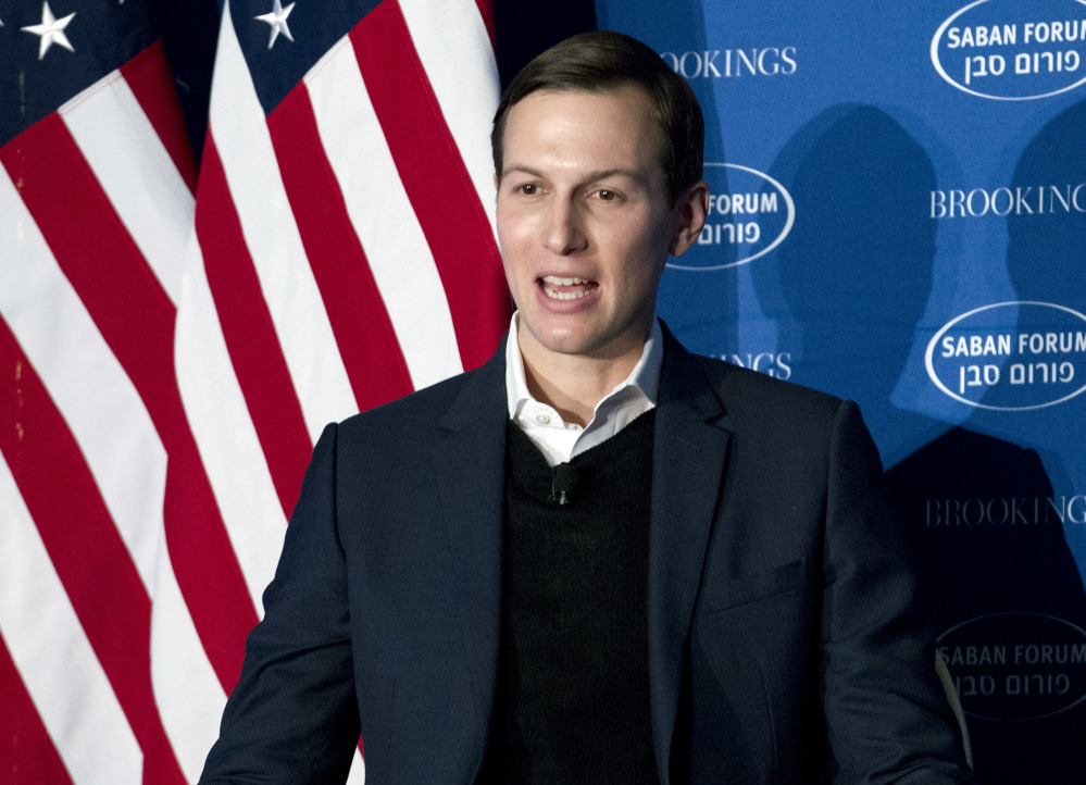 Jared Kushner attends the Saban Forum on Sunday in Washington, where he said President Trump has not decided on recognizing Jerusalem as the capital of Israel. Trump pledged during his campaign to move the U.S. Embassy from Tel Aviv to Jerusalem.