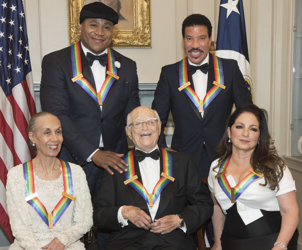 Kennedy Center honorees are, front from left, Carmen de Lavallade, Norman Lear and Gloria Estefan, and back from left, LL Cool J and Lionel Richie.
