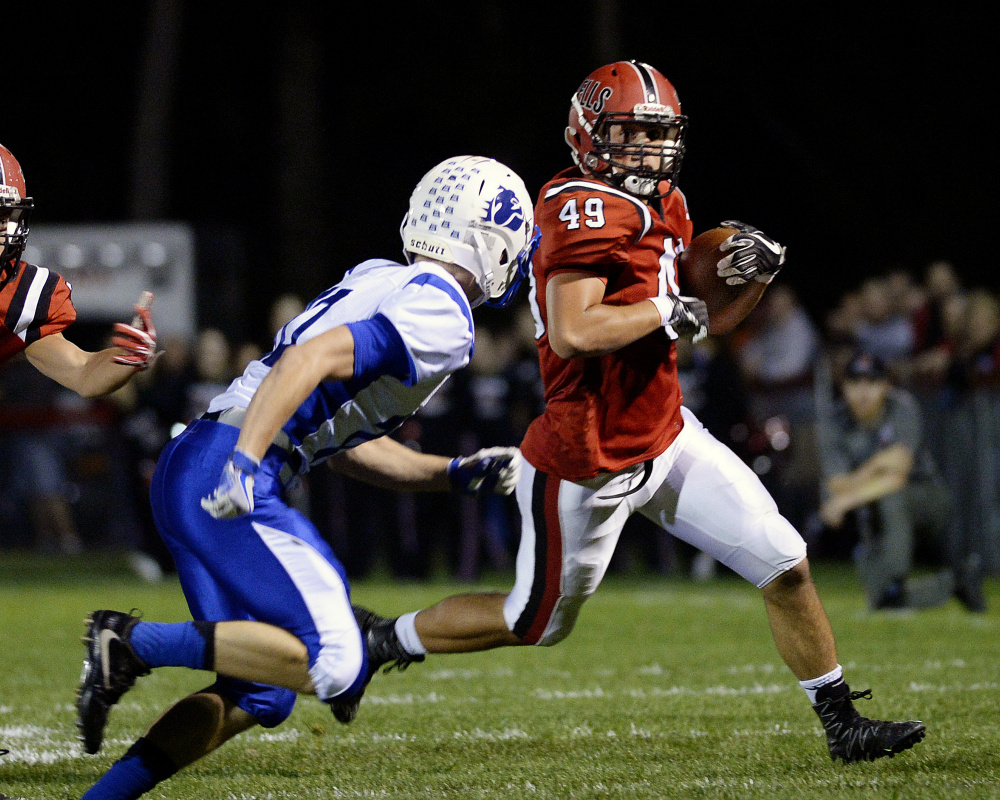 Nolan Potter, a two-way standout for Wells who rushed for 1,550 yards and 28 touchdowns this season, is one of 12 semifinalists for the Fitzpatrick Trophy as the state's top senior player.