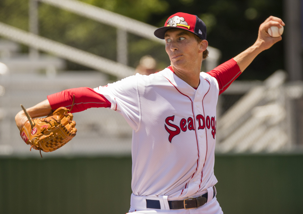 Left-hander Henry Owens, shown during a July 9 start at Hadlock Field, pitched for the Sea Dogs last season after being sent down from Triple-A Pawtucket to work on his arm slot. The Red Sox placed Owens on outright waivers on Wednesday according to multiple media reports, opening a spot on the team's 40-man roster.