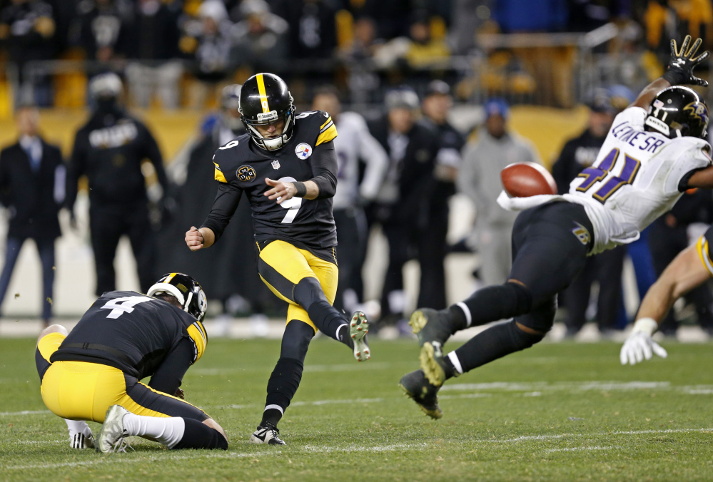 Pittsburgh's Chris Boswell has made 90 percent of his kicks at notoriously challenging Heinz Field, including this 46-yard winner in the final minute against Baltimore last Sunday.