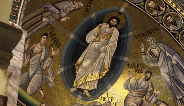 The Mosaic of Transfiguration, which covers 46 square meters inside the basilica of the monastery of St. Catherine, is shown in South Sinai, Egypt. The library holds the world’s second-largest collection of codices and manuscripts and has reopened after three years of restoration work.

