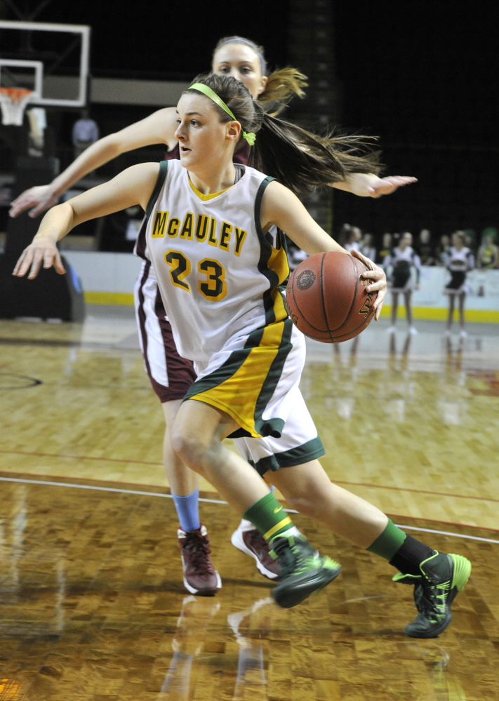 Allie Clement twice was named the Maine Sunday Telegram's Player of the Year in girls' basketball while playing for McAuley High (now Maine Girls' Academy). (Photo by John Ewing/Staff Photographer)