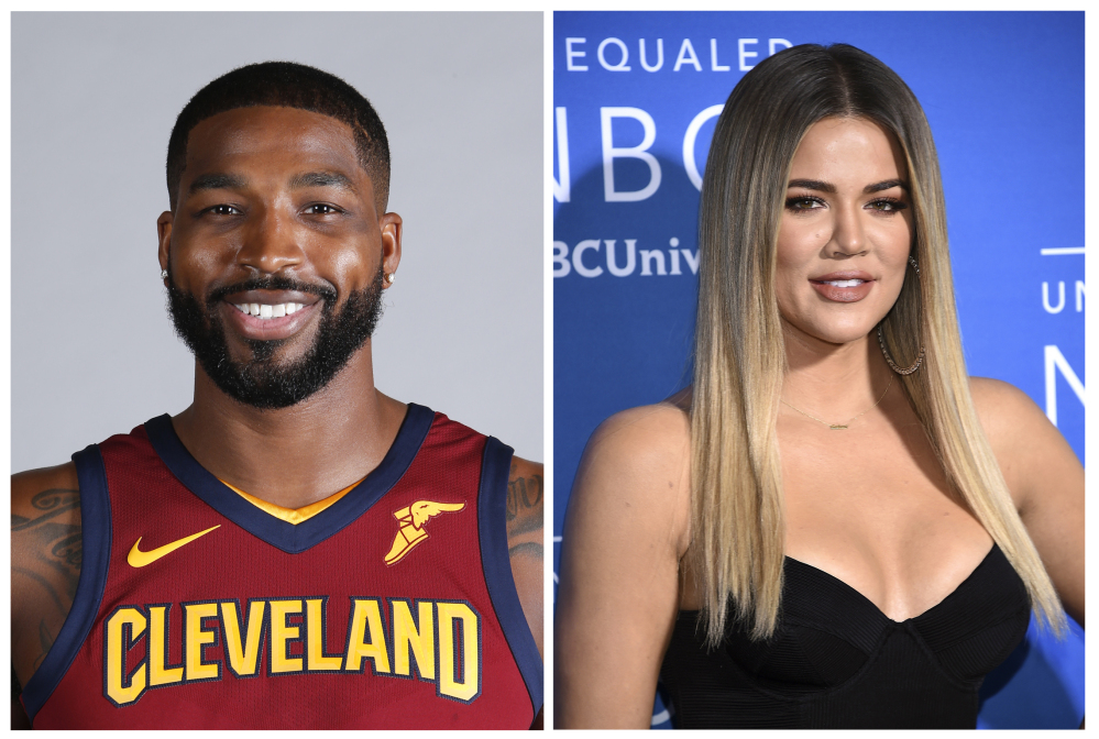 Combination photo shows television personality Khloe Kardashian and Cleveland Cavaliers' Tristan Thompson. Kardashian confirmed Wednesday on Instagram that she is expecting her first child with boyfriend Thompson.