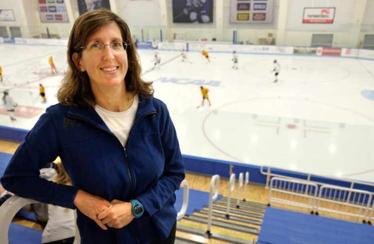 In her eighth year of involvement with USA Hockey, Dr. Allyson Howe of Portland will be traveling to South Korea in the coming weeks as head physician for the USA women's ice hockey team in the 2018 Winter Olympics. Pictured here near the ice arena at the University of New England in Biddeford, Howe said: "I feel really lucky."