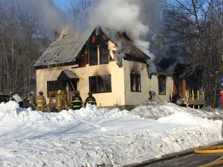 Fire destroyed a house at 107 Swift River Road in Mexico on Saturday morning. All occupants got out safely.