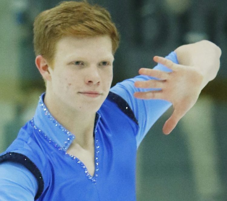 Franz-Peter Jerosch, 16, of Yarmouth, skating with Jade Hom, took the gold medal Tuesday in novice pairs at the U.S. Figure Skating Championships in San Jose, Calif. They won the Eastern Sectionals in November.