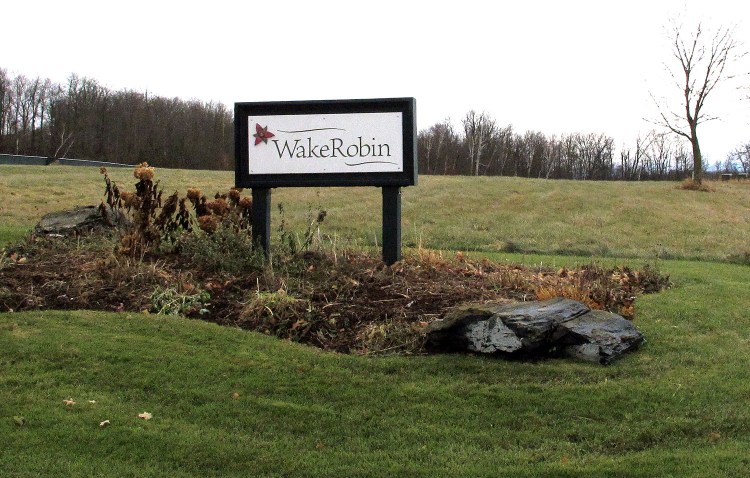 A sign marks the entrance to the Wake Robin retirement community in Shelburne, Vermont, where Vermont State Police and the FBI said they were investigating the source of the deadly toxin ricin that was found there. 