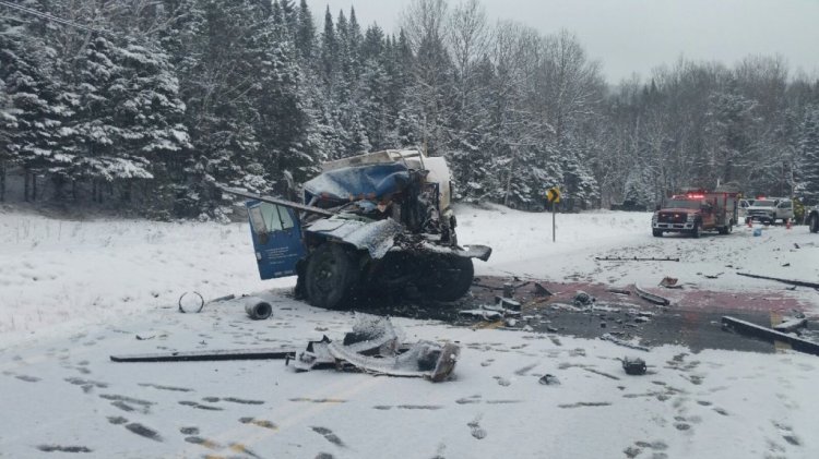 One person is dead after two trucks, one loaded with fuel oil, collided Monday morning on Route 27 in Chain of Ponds Township, according to Franklin County Sheriff Scott Nichols Sr. The collision involved a fuel truck and unloaded tractor-trailer truck.