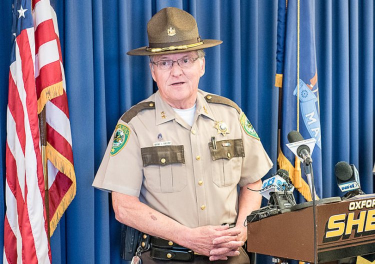 Oxford County Sheriff Wayne Gallant, shown during a news conference in May, submitted his resignation Wednesday, effective immediately.