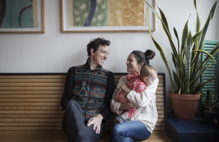 Peter and Orenda Hale with their 10-month-old daughter, Lola, at their restaurant Drifters Wife. After working in restaurants in New York City, the couple moved to Portland to start a family – they also have a 2-year-old son, Luca – and to open their own place.