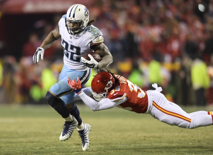 Safety Ron Parker of the Kansas City Chiefs found out last weekend just how hard it is to bring down Derrick Henry of the Tennessee Titans in the open field. The Patriots must find a way to limit Henry on Saturday night.