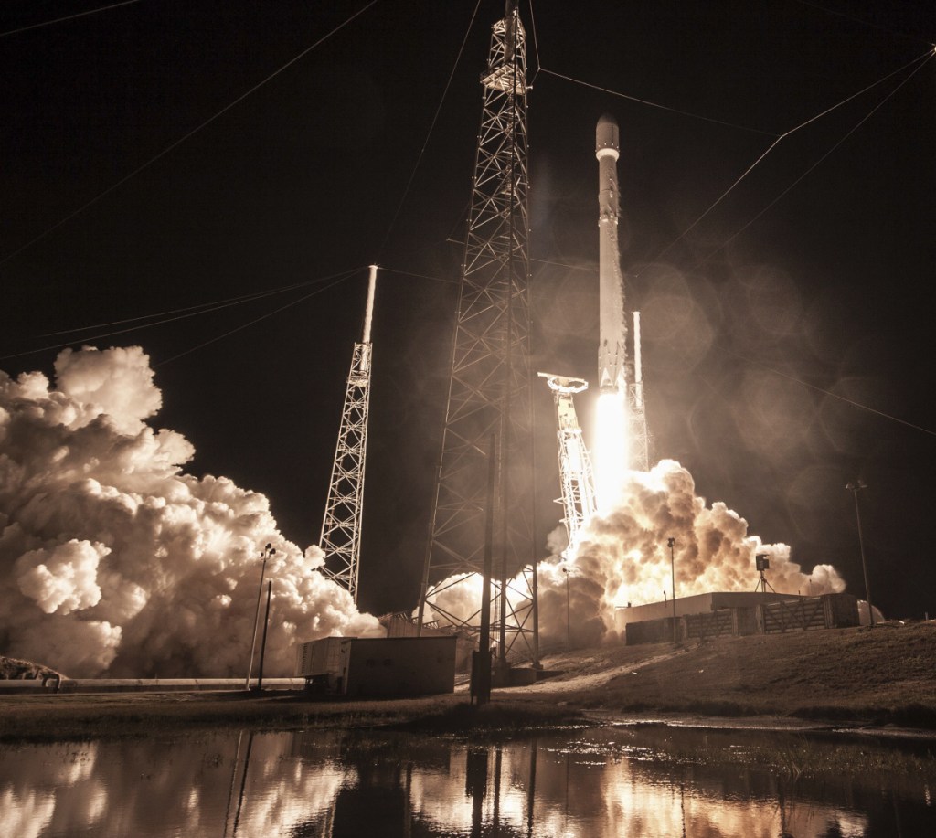 Photo made available by SpaceX shows the launch of the Falcon 9 rocket at Cape Canaveral, Fla., on Sunday evening for the "Zuma" U.S. satellite mission.