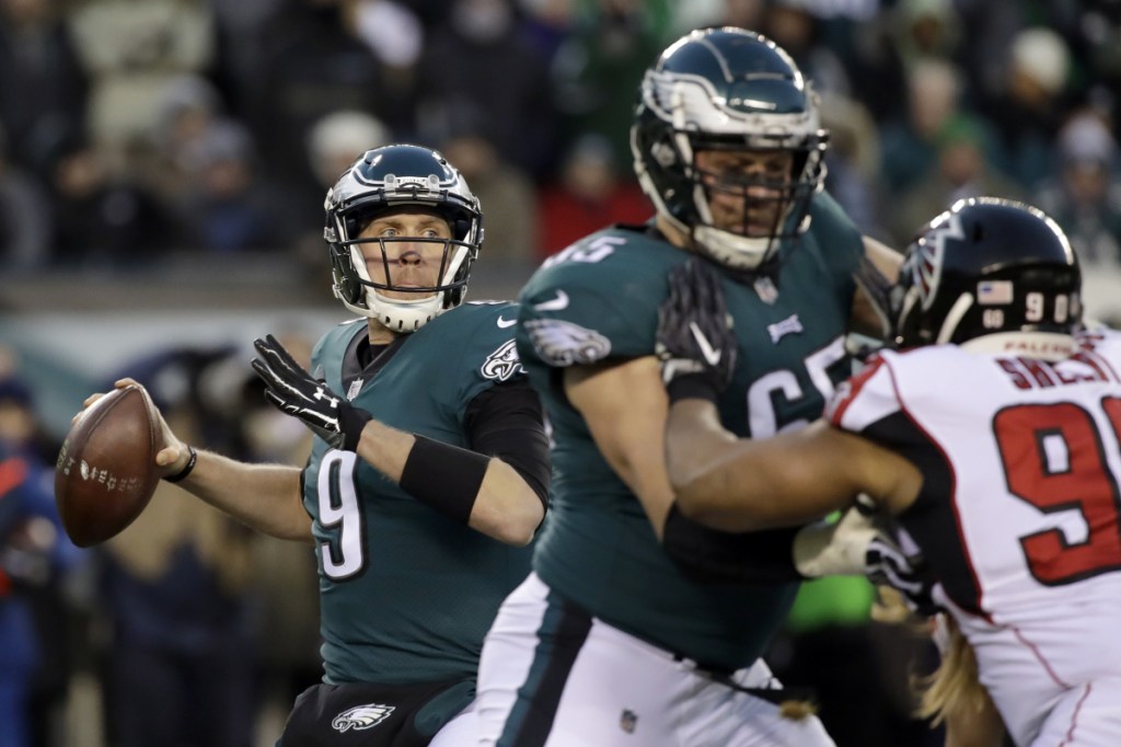 Philadelphia quarterback Nick Foles was 23 of 30 for 246 yards, with no touchdowns or interceptions, and led the Eagles to a 15-10 win over Atlanta on Saturday in Philadelphia.