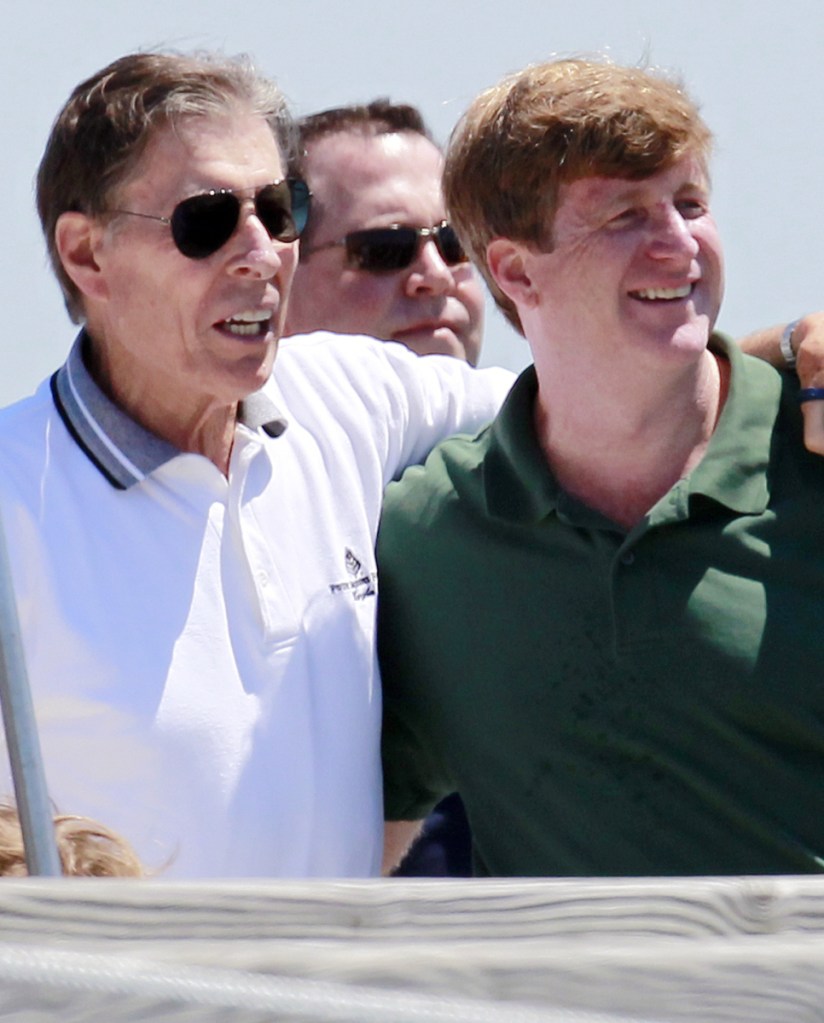 Former U.S. Sen. John Tunney, left, hangs with Patrick Kennedy on a pier in Hyannis Port, Mass., in 2011 before Kennedy's wedding.
Kennedy Compound in Hyannis Port later in the day. John Tunney, the former U.S. senator from California, has died. His brother Jay Tunney says John Tunney died Friday, Jan. 12, 2018 in Santa Monica, Calif., of cancer. He was 83. John Tunney was the son of heavyweight boxing champion Gene Tunney, and was among the youngest people elected to the U.S. Senate in the past century when he won his seat in 1970 at age 36. (AP Photo/Michael Dwyer, File)