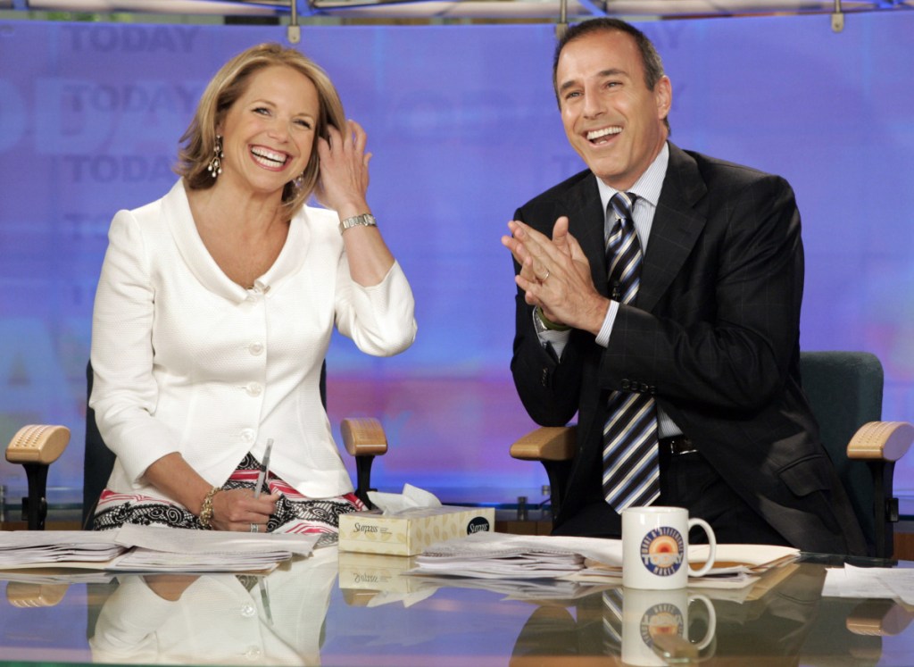 Katie Couric and Matt Lauer, co-hosts of the NBC "Today" program, open her farewell broadcast in New York in 2006.
Associated Press/Richard Drew