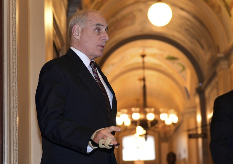 White House Chief of Staff John Kelly arrives on Capitol Hill in Washington on Wednesday for a meeting with the Congressional Hispanic Caucus.
