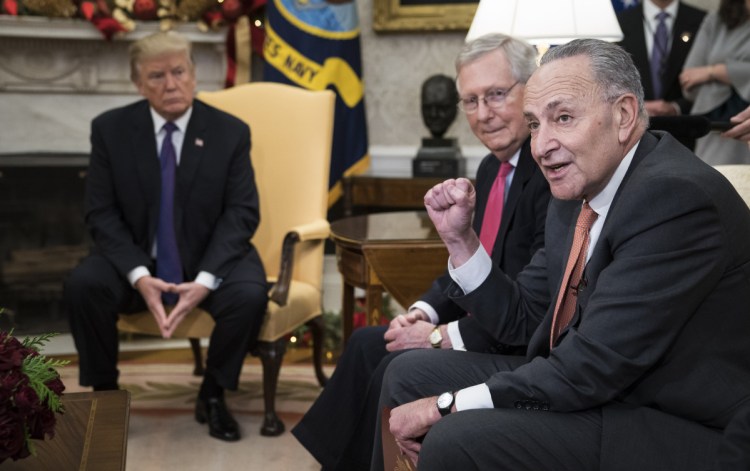 Both Senate Majority Leader Mitch McConnell, R-Ky., center, and Senate Minority Leader Charles Schumer, D-N.Y., right, have expressed frustration in recent weeks regarding negotiations with President Trump.