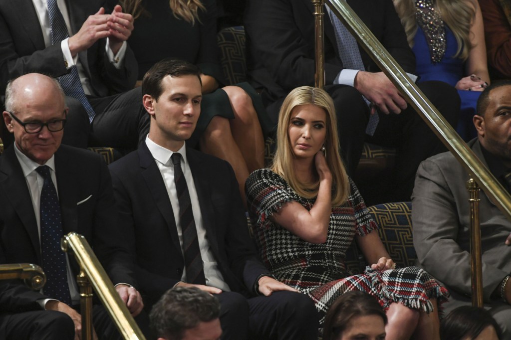 Jared Kushner and Ivanka Trump listen to the State of the Union speech at the Capitol on Tuesday. Washington Post photo by Jabin Botsford