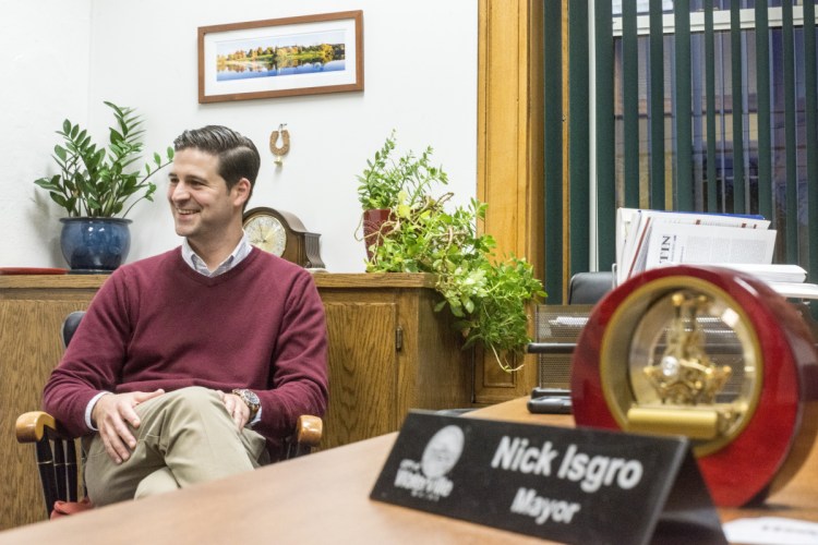 Mayor Nick Isgro at the Waterville City Hall in 2017.