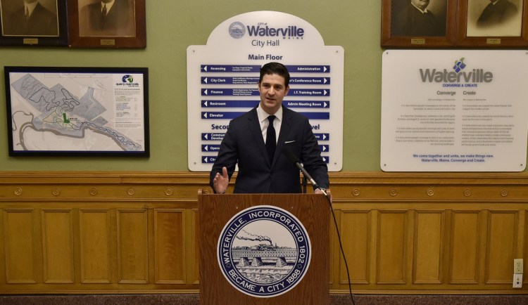 Waterville Mayor Nick Isgro spoke about what he sees as critical issues facing the state of Maine before announcing he will not be a Republican candidate for governor during a press conference at Waterville City Hall on Monday.
