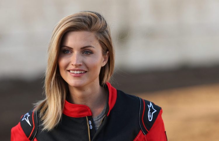 Chelsea Roy competing in a demolition derby on an episode of ABC's "The Bachelor." 
