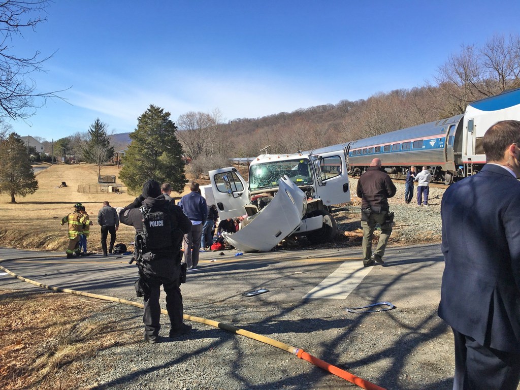 U.S. Rep. Bruce Poliquin, R-2nd District, was among the members of Congress aboard this Amtrak train when it collided with a tractor-trailer truck in West Virginia on Wednesday. The congressman was not seriously injured.