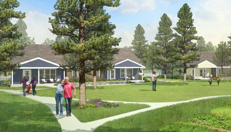 Artist's concept of 2- and 3-family houses in the proposed Tuttle Road Moderate Income, Multi-generational Neighborhood development.